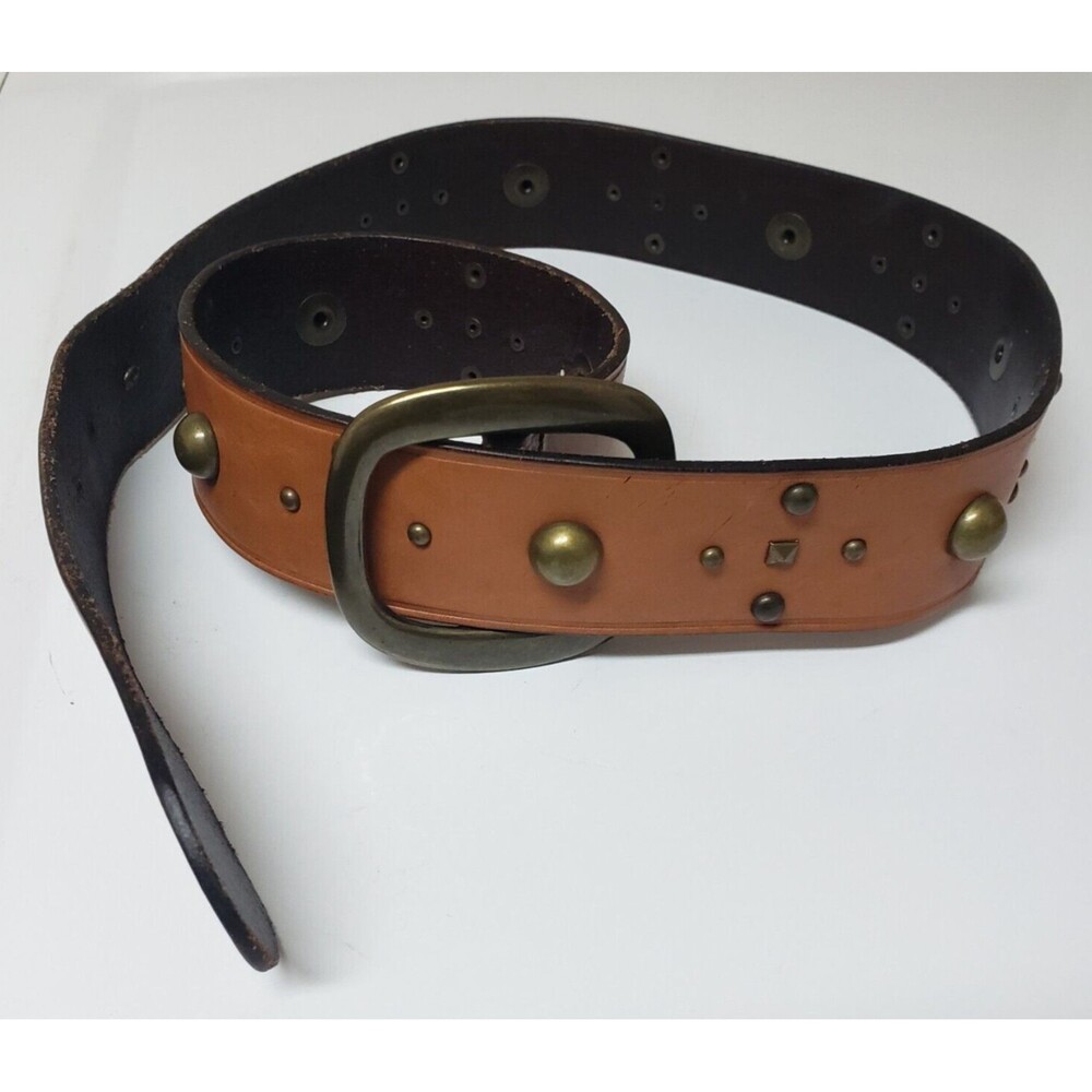 Women's GAP Brown Leather Cowboy Girl Hobo Studded Goddess  Belt Sz 40 PO Good